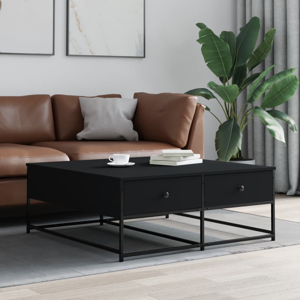 sofabord 100x99x40 cm konstrueret træ sort