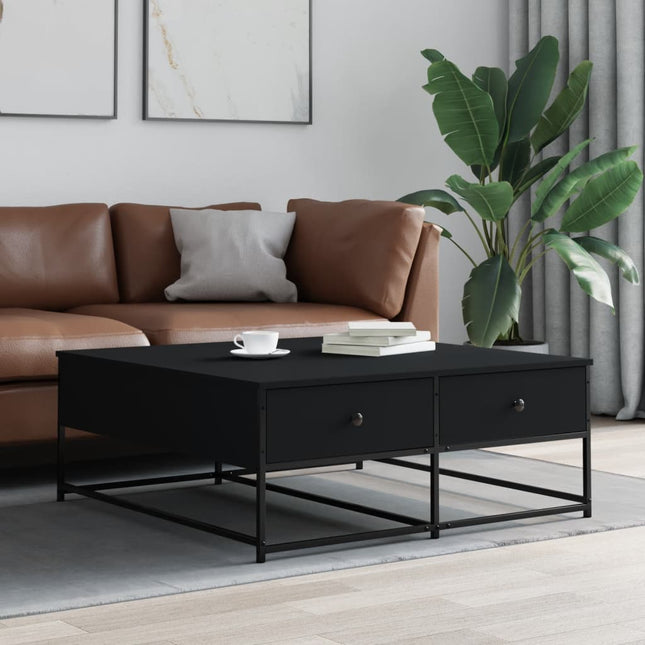 sofabord 100x99x40 cm konstrueret træ sort