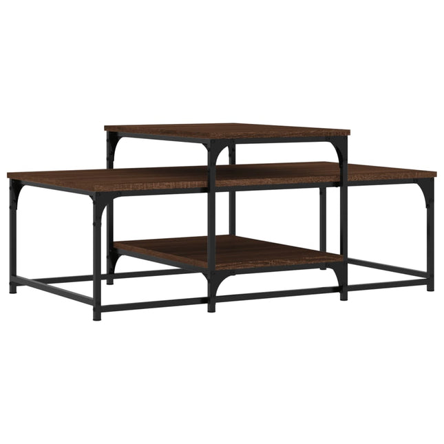 sofabord 102x60x45 cm konstrueret træ brun egetræsfarve