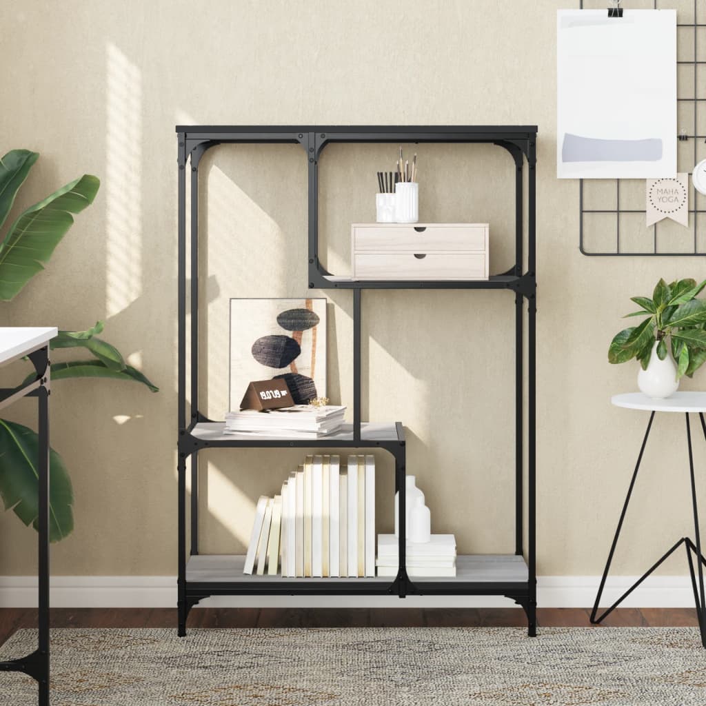 bogreol 81x36x115 cm konstrueret træ og jern grå sonoma-eg billede