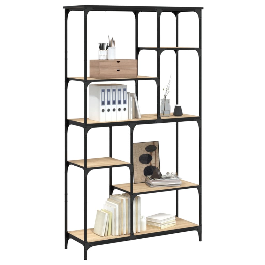 bogreol 99x35,5x176 cm konstrueret træ og jern sonoma-eg