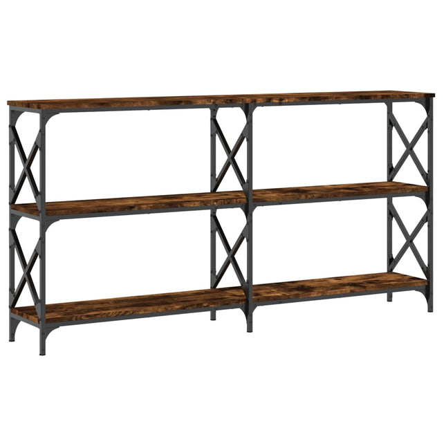 konsolbord 156x28x80,5 cm konstrueret træ røget egetræsfarve