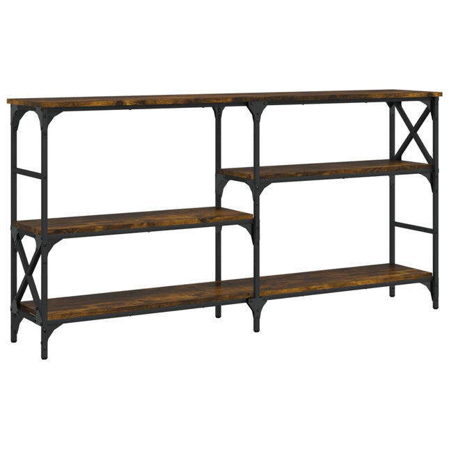 konsolbord 150x29x76,5 cm konstrueret træ røget egetræsfarve