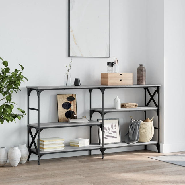 konsolbord 150x29x76,5 cm konstrueret træ grå sonoma-eg