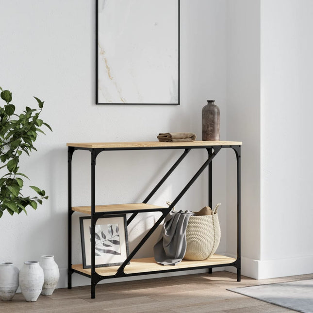 konsolbord 88,5x30x75 cm konstrueret træ sonoma-eg