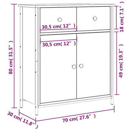 skænk 70x30x80 cm konstrueret træ grå sonoma-eg