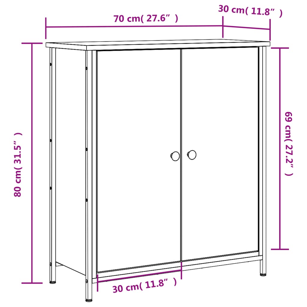 skab 70x30x80 cm konstrueret træ sort
