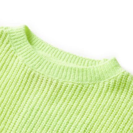 Sweater til børn str. 116 strikket neongul