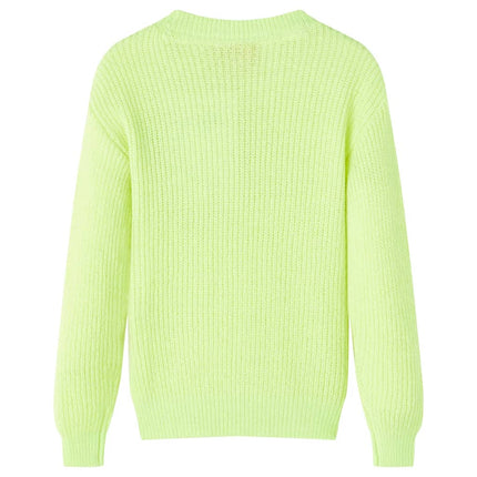 Sweater til børn str. 128 strikket neongul