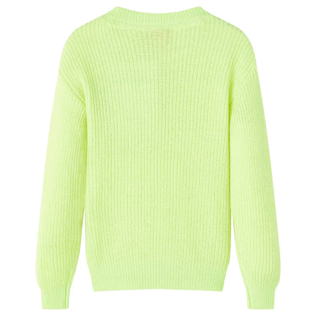 Sweater til børn str. 128 strikket neongul
