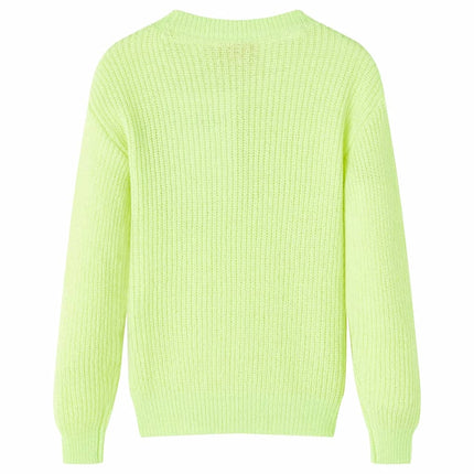 Sweater til børn str. 140 strikket neongul