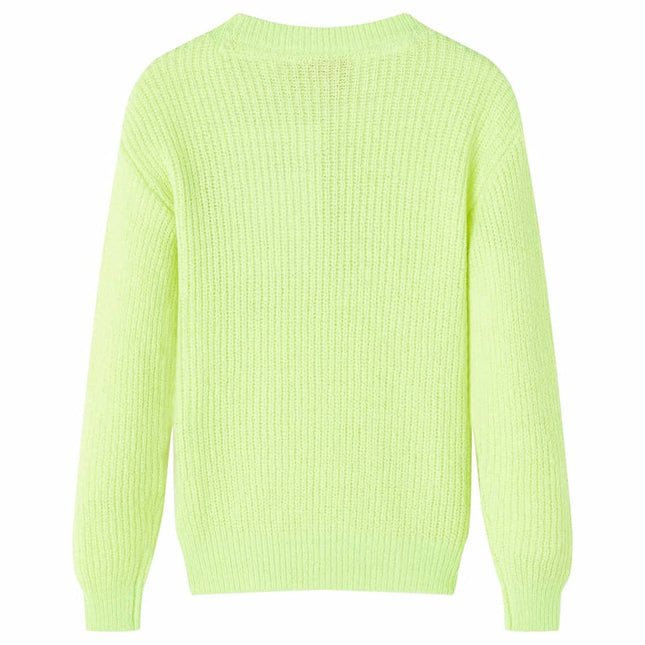 Sweater til børn str. 140 strikket neongul
