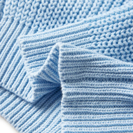 Strikket cardigan til børn str. 116 blå