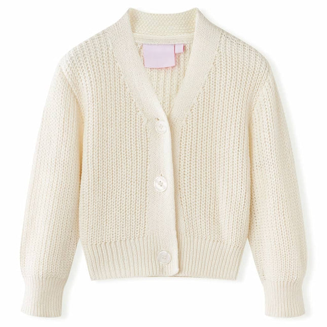 Strikket cardigan til børn str. 104 strik snehvid