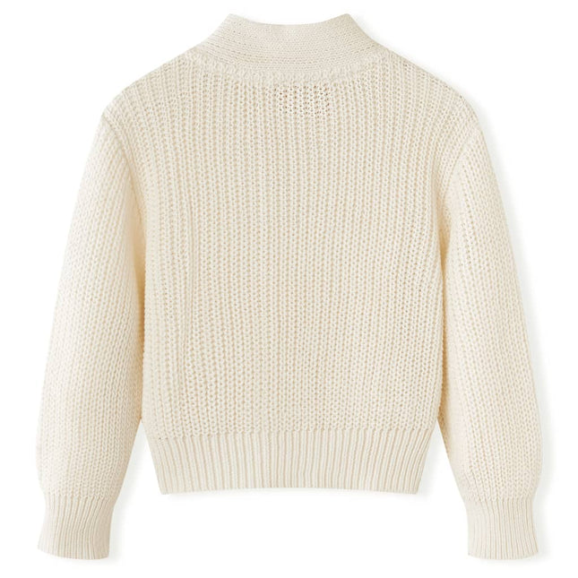 Strikket cardigan til børn str. 116 strik snehid