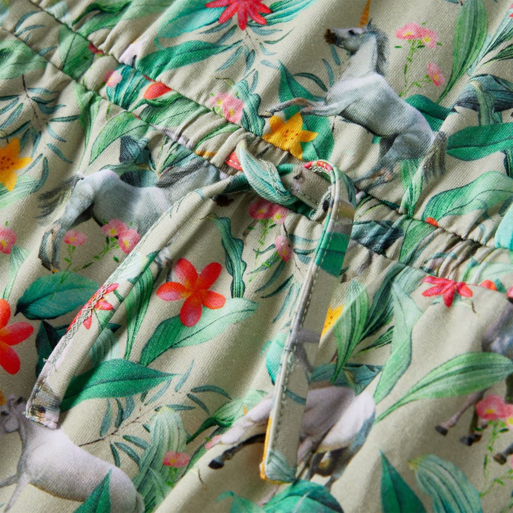 Kjole til børn str. 128 med ærmer kakifarvet