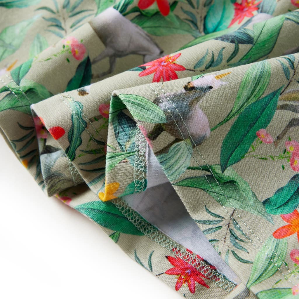 Kjole til børn str. 128 med ærmer kakifarvet