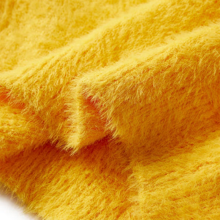 Sweater til børn str. 140 strikket okkergul