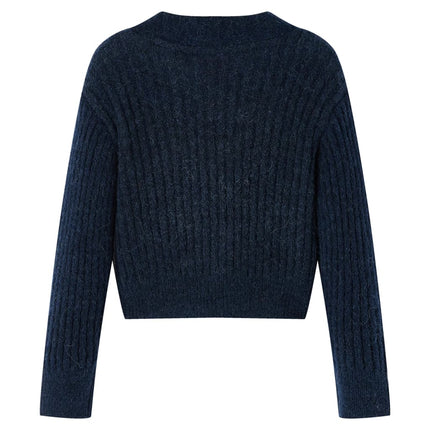 Strikket cardigan til børn str. 116 marineblå