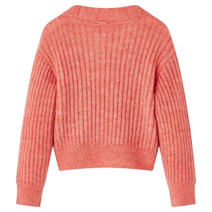 Strikket cardigan til børn str. 104 laksefarvet