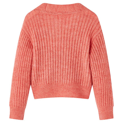 Strikket cardigan til børn str. 116 laksefarvet