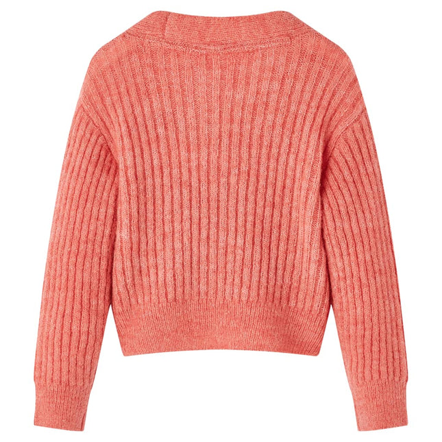 Strikket cardigan til børn str. 116 laksefarvet