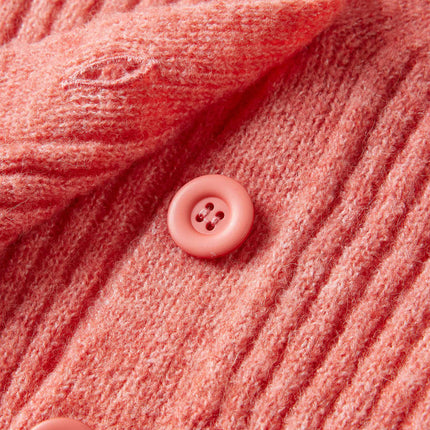 Strikket cardigan til børn str. 116 laksefarvet