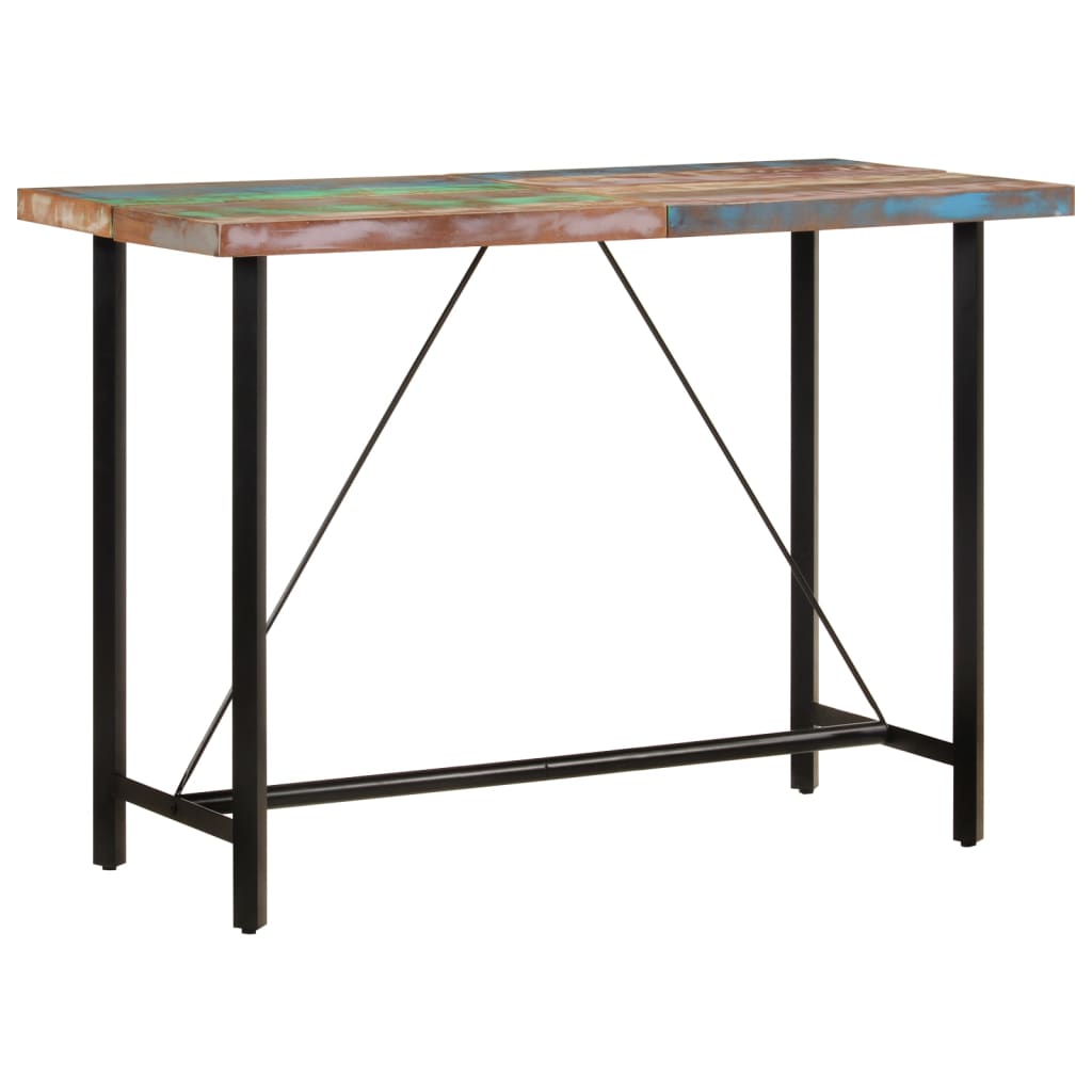 barbord 150x70x107 cm massivt genbrugstr og jern