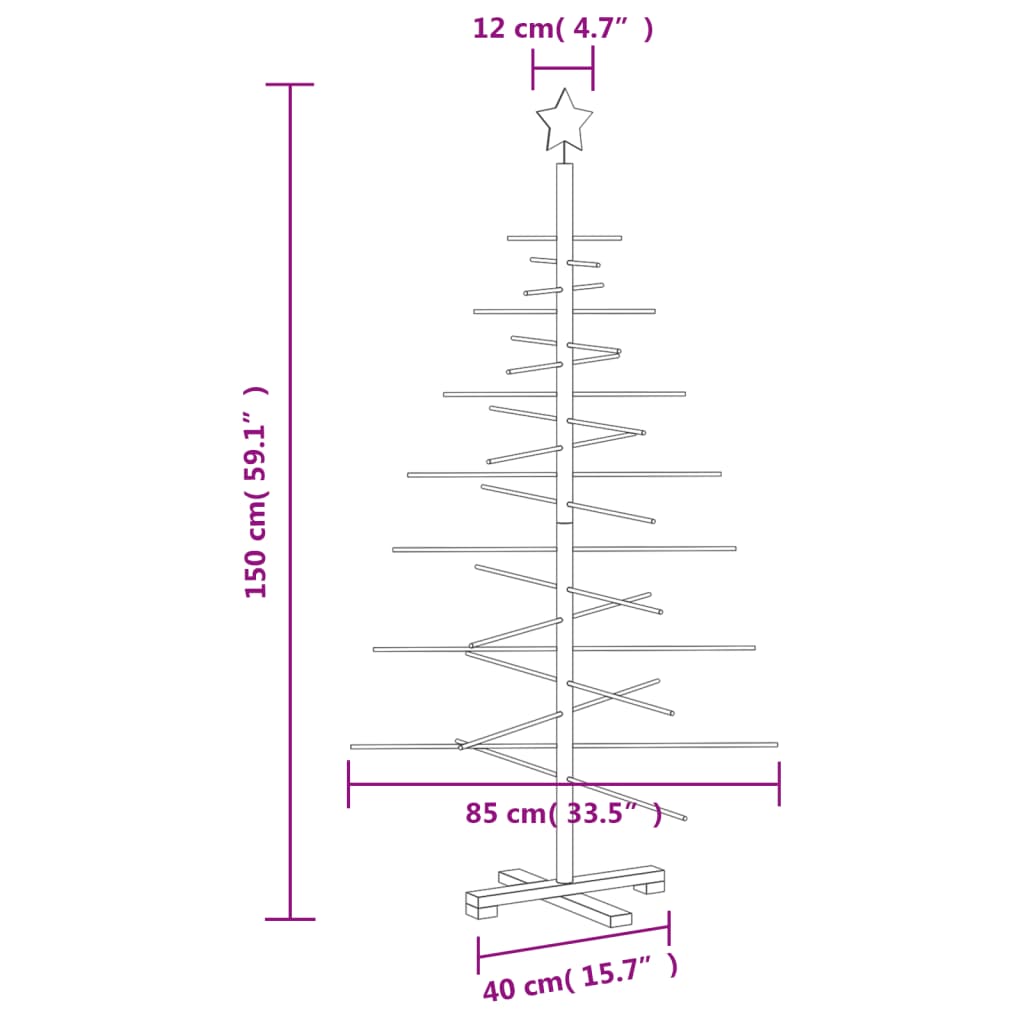dekorativt juletræ 150 cm massivt fyrretræ
