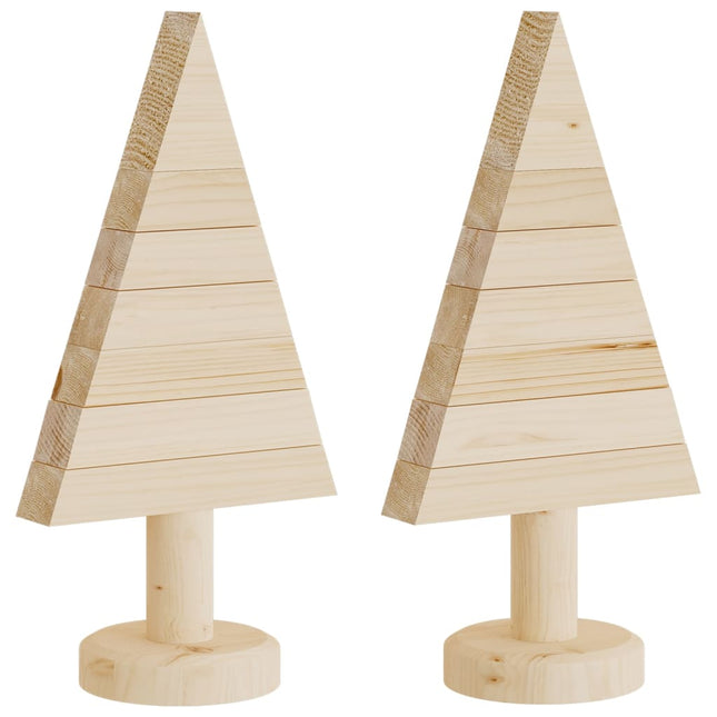 dekorative juletræer 2 stk. 30 cm massivt fyrretræ