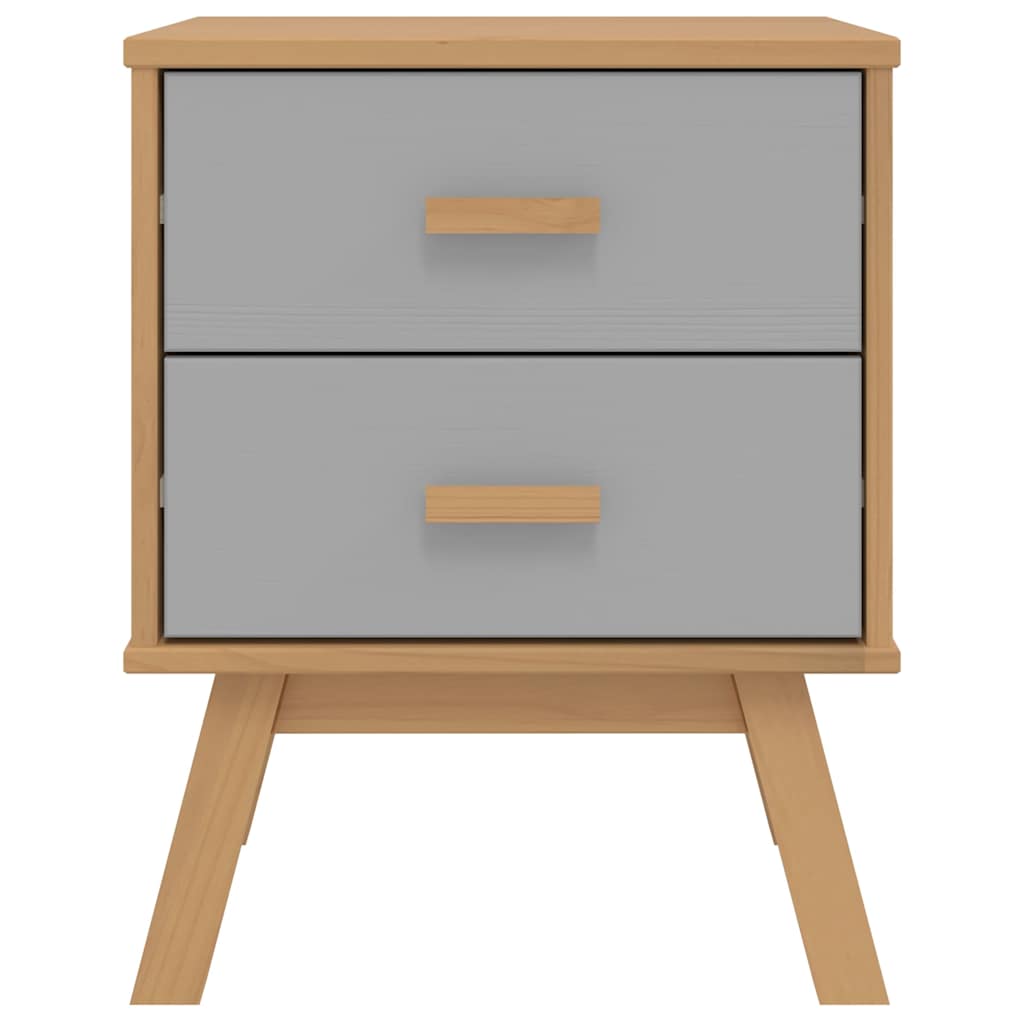 sengebord OLDEN massivt fyrretræ grå og brun