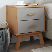 sengebord OLDEN massivt fyrretræ grå og brun