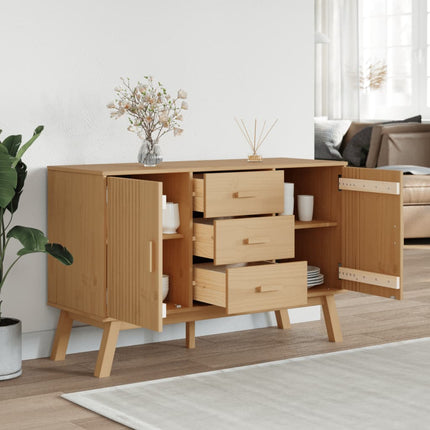 skænk OLDEN 114x43x73,5 cm massivt fyrretræ brun