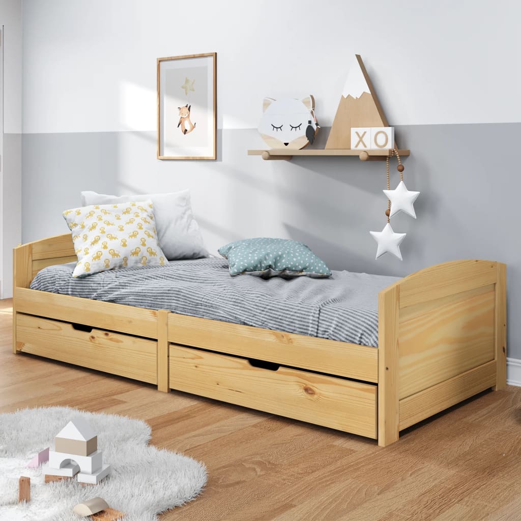 daybed med to skuffer IRUN 90x200 cm massivt fyrretræ billede