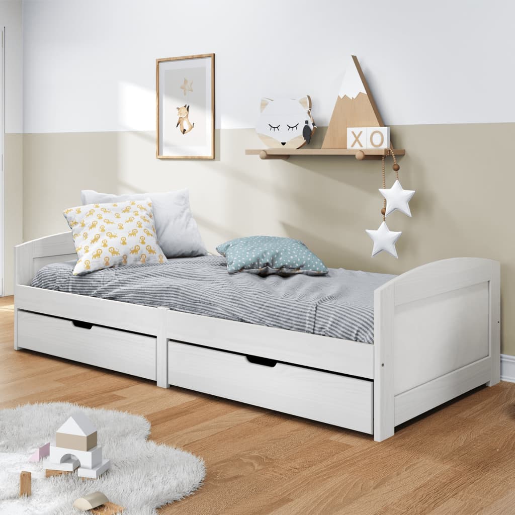 daybed med to skuffer IRUN hvid 90x200 cm massivt fyrretræ billede