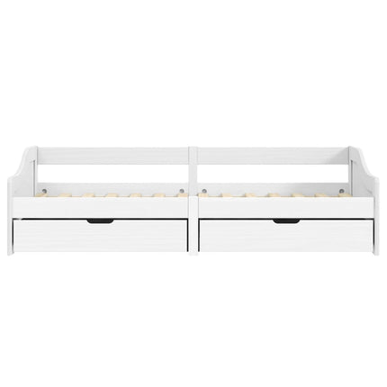 daybed med to skuffer IRUN hvid 90x200 cm massivt fyrretræ