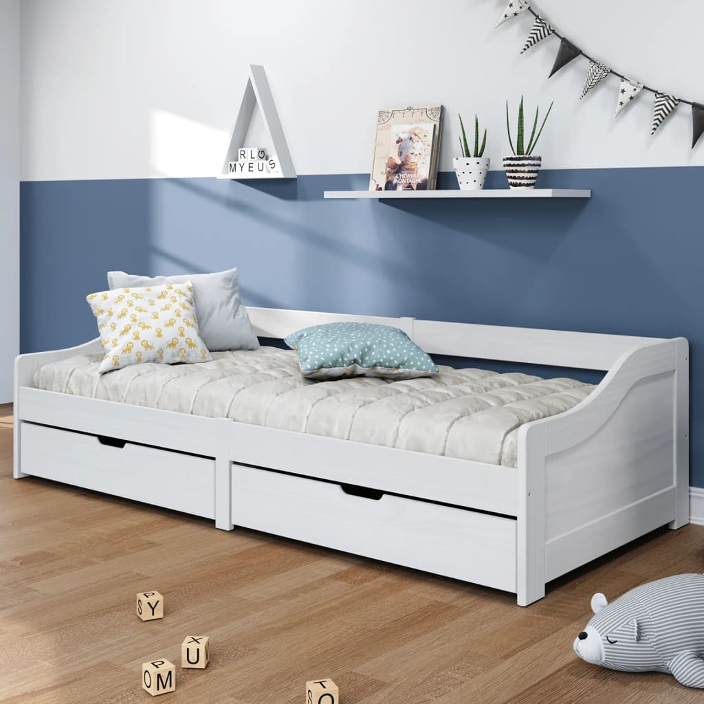 daybed med to skuffer IRUN hvid 90x200 cm massivt fyrretræ billede
