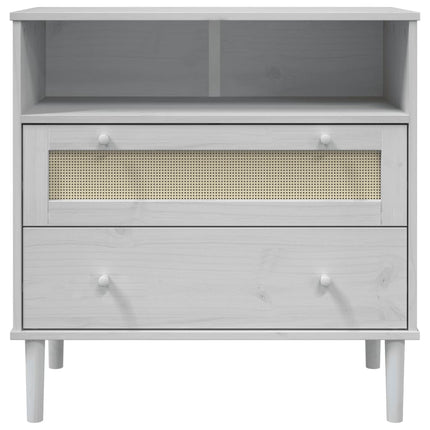 skænk SENJA 80x40x80 cm rattan-look massivt fyrretræ hvid