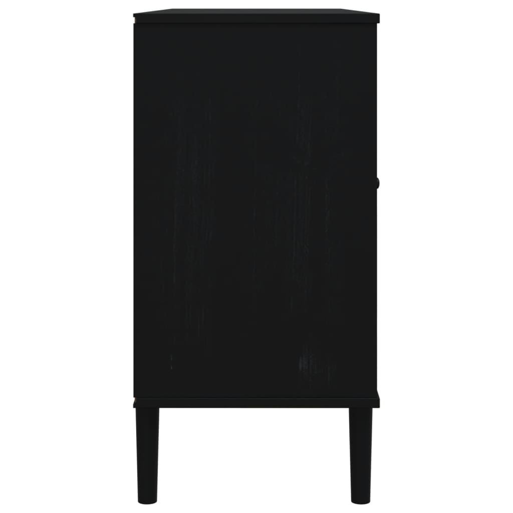 skænk SENJA 112x40x80 cm rattan-look massivt fyrretræ sort