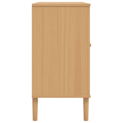 skænk SENJA 112x40x80 cm rattan-look massivt fyrretræ brun