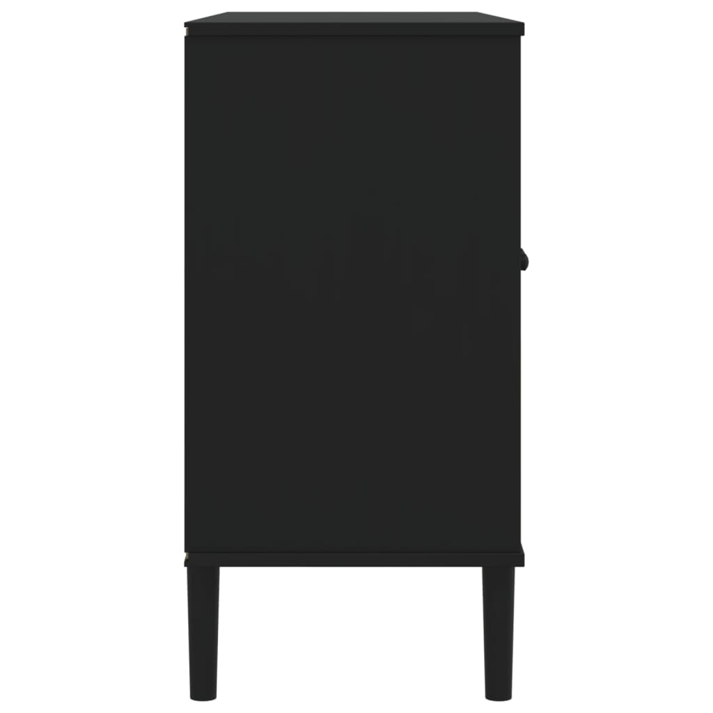 skænk SENJA 112x40x80 cm rattan-look massivt fyrretræ sort