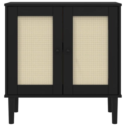 skænk SENJA 80x35x80 cm rattan-look massivt fyrretræ sort