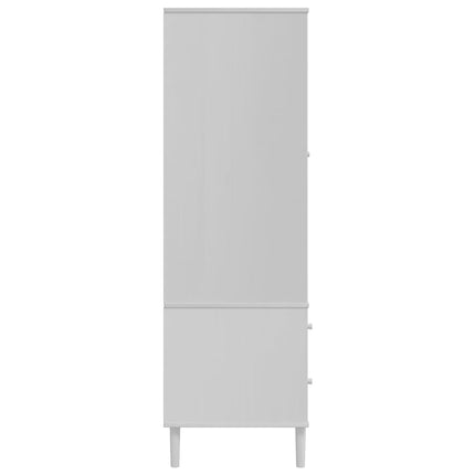 klædeskab SENJA 90x55x175 cm rattan-look massivt fyrretræ hvid