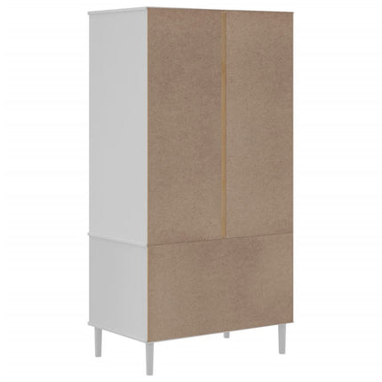 klædeskab SENJA 90x55x175 cm rattan-look massivt fyrretræ hvid