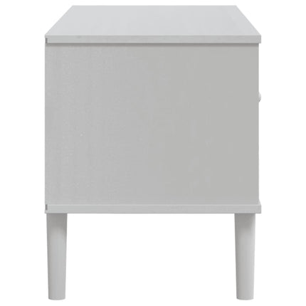 tv-bord SENJA 106x40x49 cm rattan-look massivt fyrretræ hvid