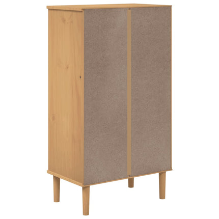 skoskab SENJA 59,5x35x107 cm rattan-look massivt træ brun