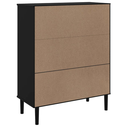 skænk SENJA 90x40x112 cm rattan-look massivt fyrretræ sort