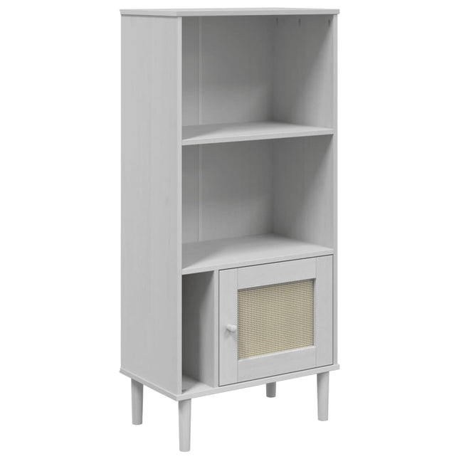 skænk SENJA 60x35x130 cm rattanlook massivt fyrretræ hvid