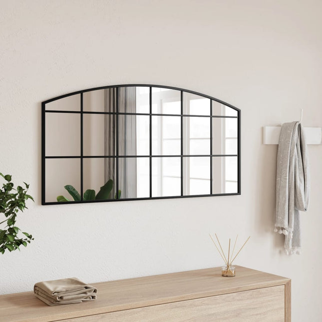 vægspejl 100x50 cm buet jern sort