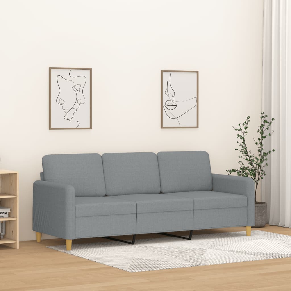 3-personers sofa 180 cm stof lysegr